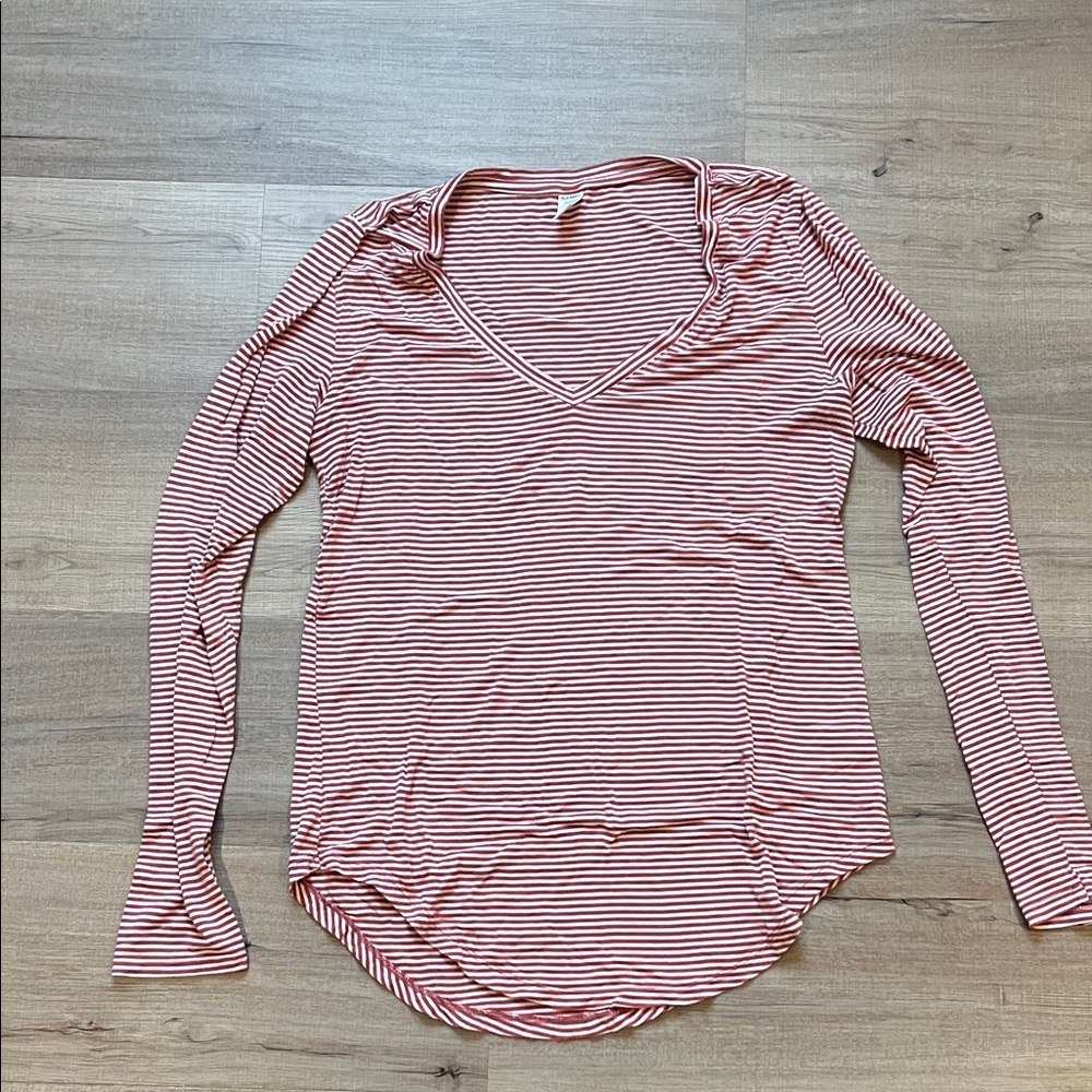 Old Navy Red and White Striped Long Sleeve Top